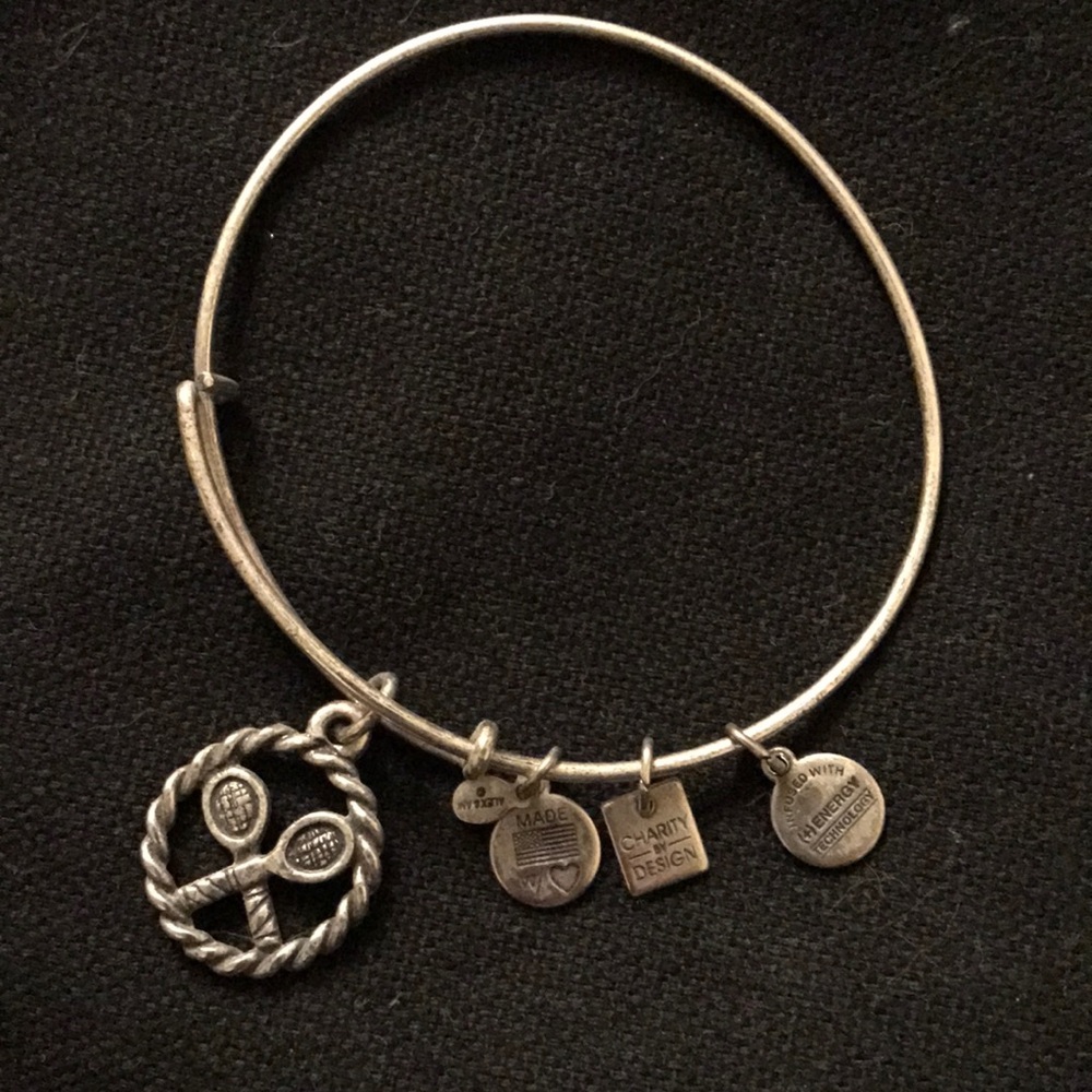 Alex and Ani silver plated tennis racquet bracelet